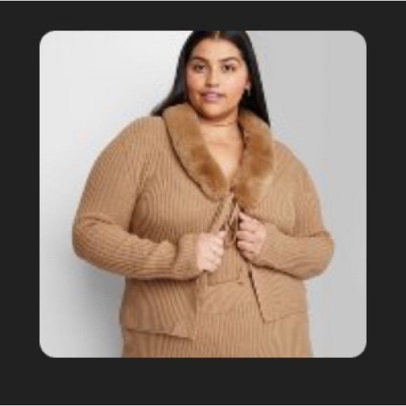 Target Faux Fur Tie-Front Cardigan - Picture 2 of 2